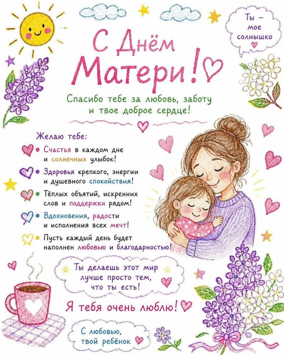 Красивая открытка с Днем матери: нежное поздравление для мамы