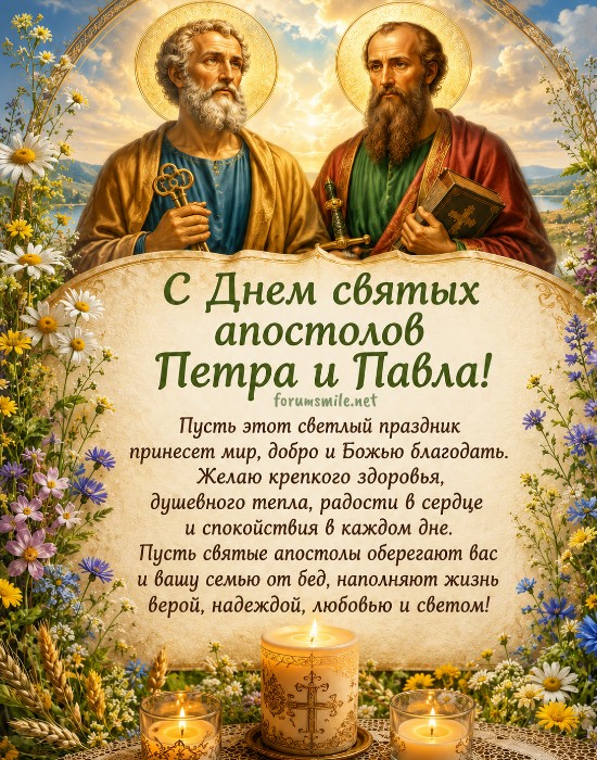 Открытка на День святых апостолов Петра и Павла