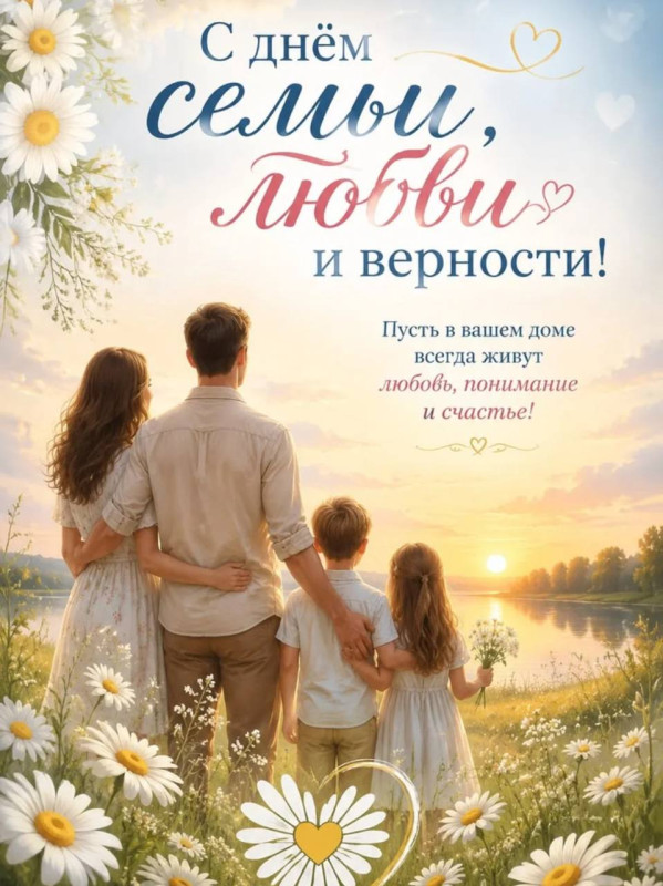 Открытка на День семьи, любви и верности.