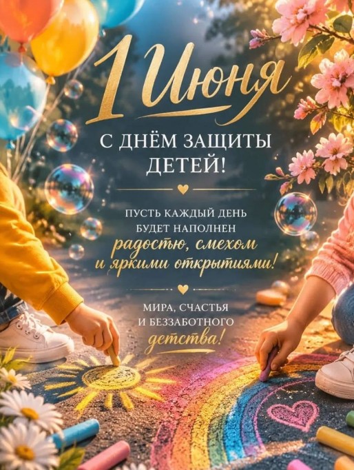 Открытка с 1 июня — День защиты детей: поздравление