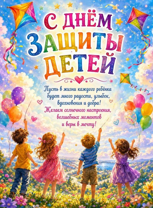 Красивая открытка на День защиты детей с пожеланиями