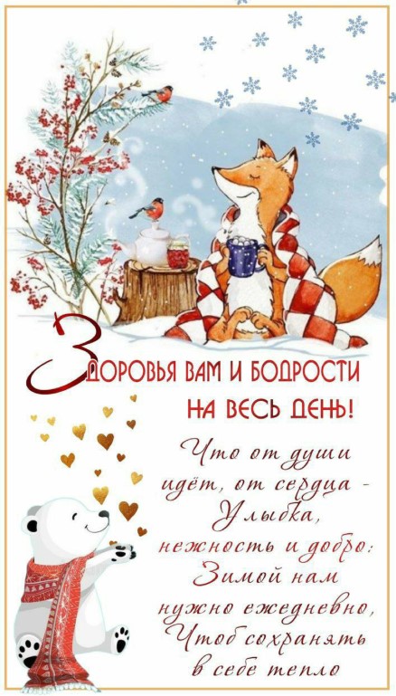 Желаю здоровья и бодрости на весь этот прекрасный зимний день!