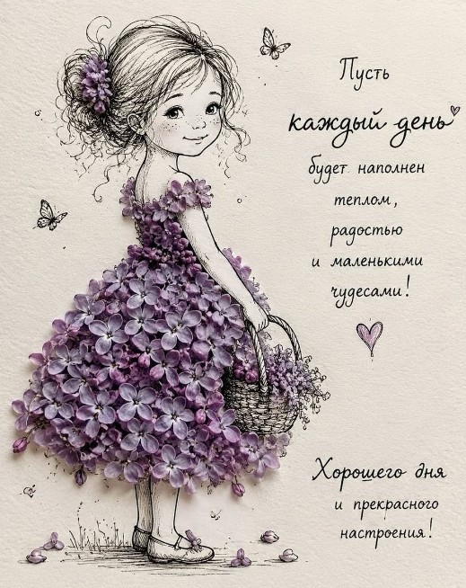 Открытка с пожеланием доброго дня, тепла и радости.