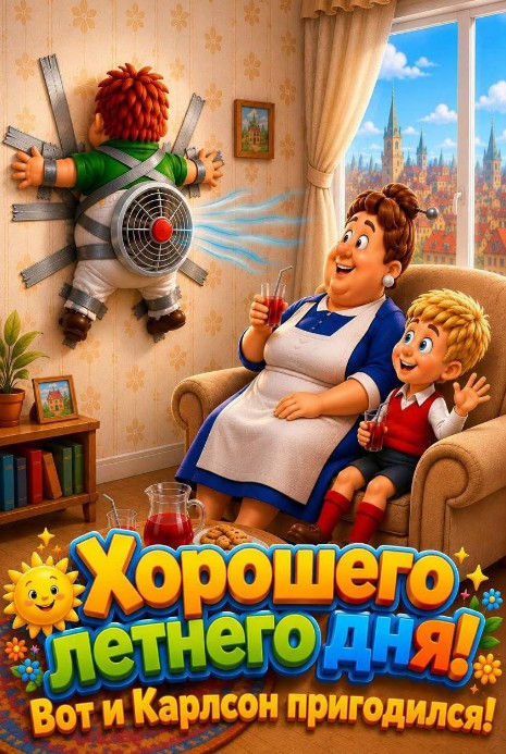 Хорошего летнего дня с Карлсоном и Фрекен Бок