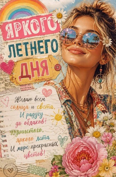 Открытка с пожеланием яркого летнего дня
