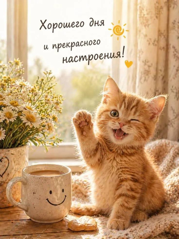 Хорошего дня и прекрасного настроения с котенком