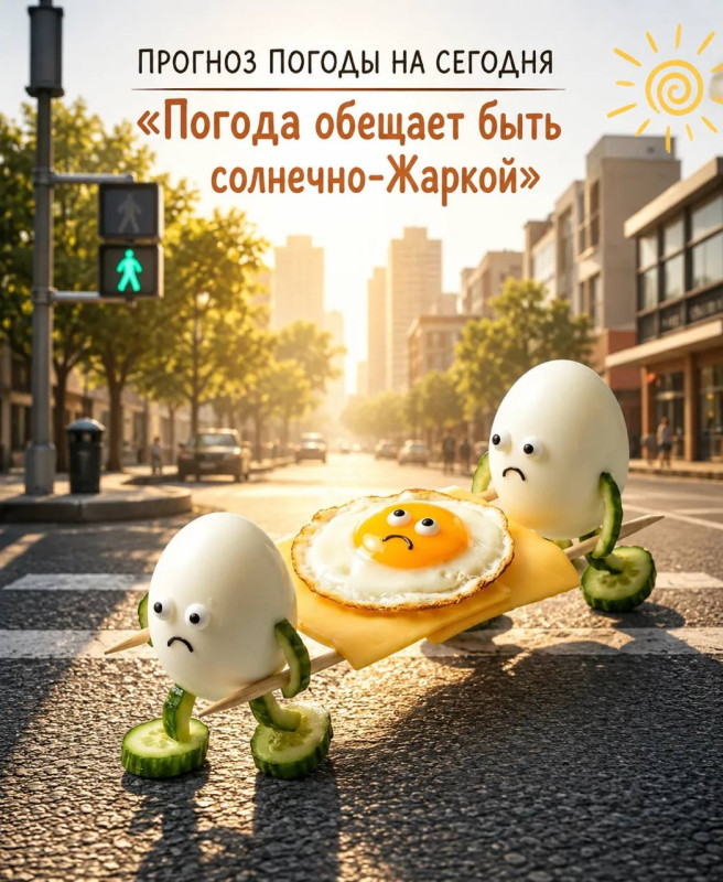 Открытка с юмором: Прогноз погоды Солнечно и Жарко