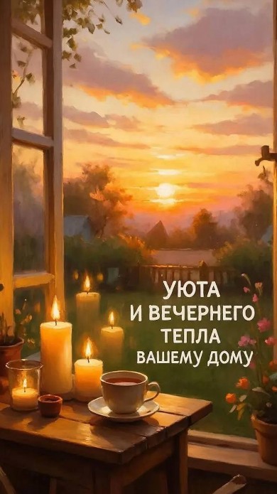 Открытка с пожеланием уюта и вечернего тепла 