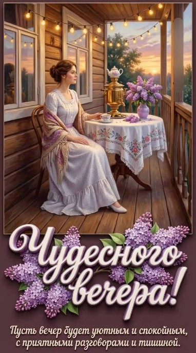 Открытка с пожеланием чудесного вечера.