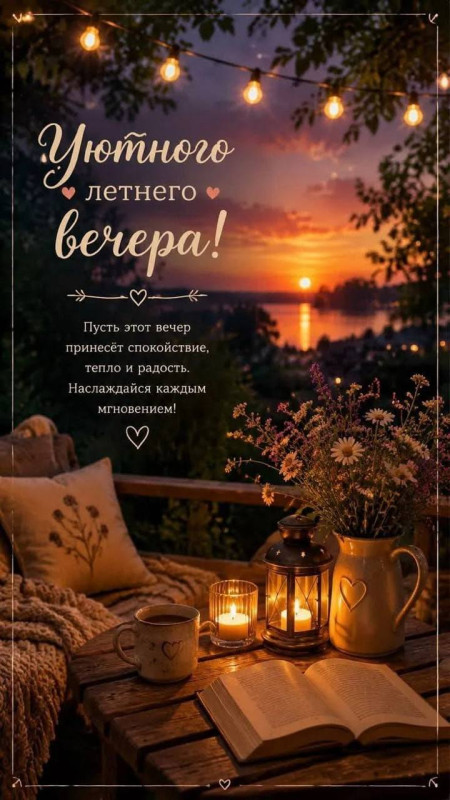 Открытка с пожеланием уютного летнего вечера