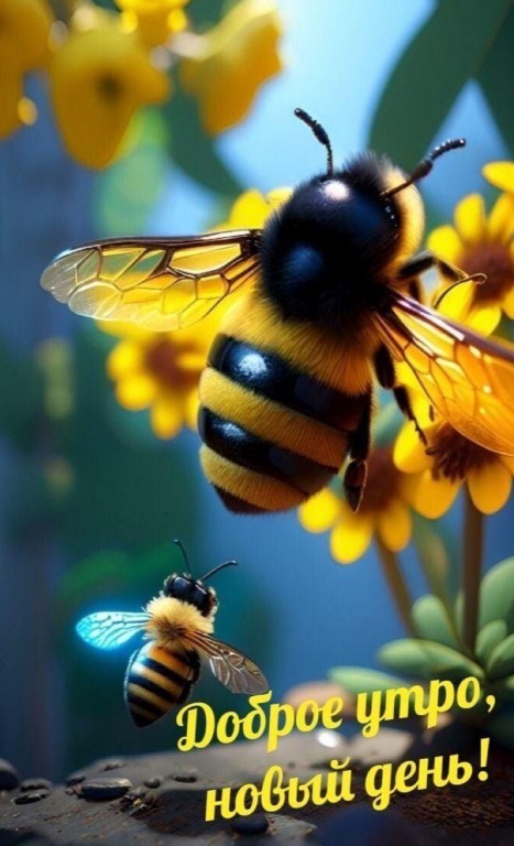 Открытка доброе утро с пчелками