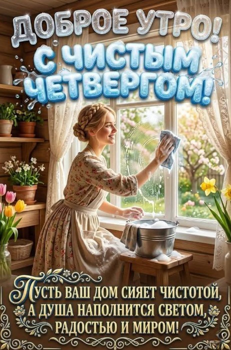 Открытка с Чистым четвергом, красивая картинка с поздравлением
