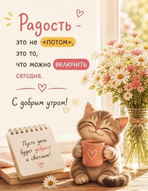 Пожелайте близким отличного дня с этой милой открыткой доброе утро