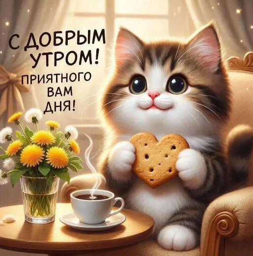 Открытка с добрым утром, пожелайте близким отличного дня с этой милой открыткой!