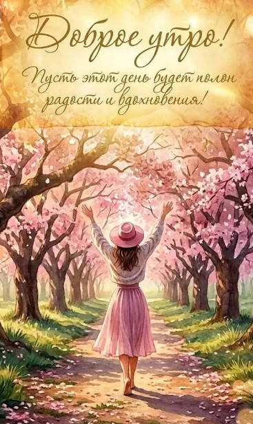 Открытка с пожеланием доброго весеннего утра.