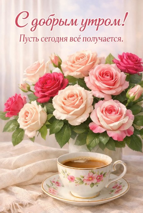 Открытка с добрым утром, пусть сегодня все получается!
