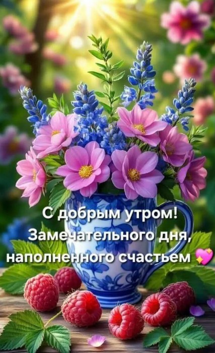 Открытка с добрым утром, замечательного дня, наполненного счастьем. 