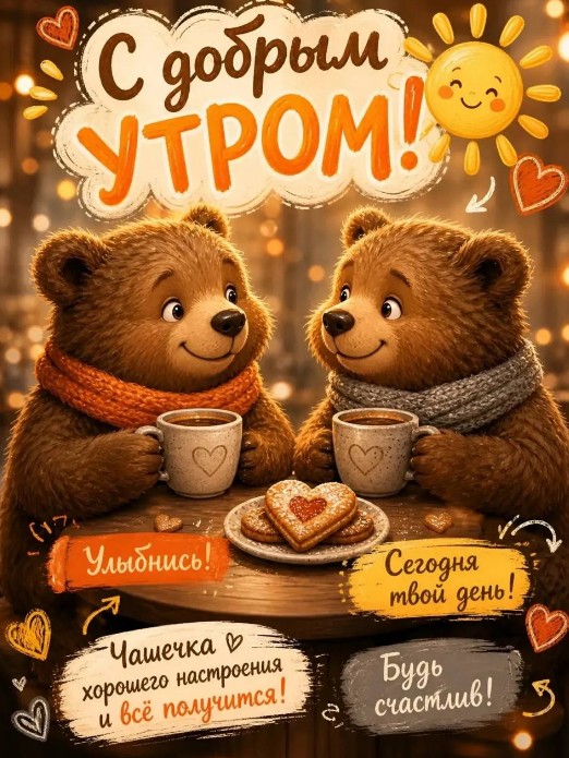 Открытка с добрым утром и пожеланиями