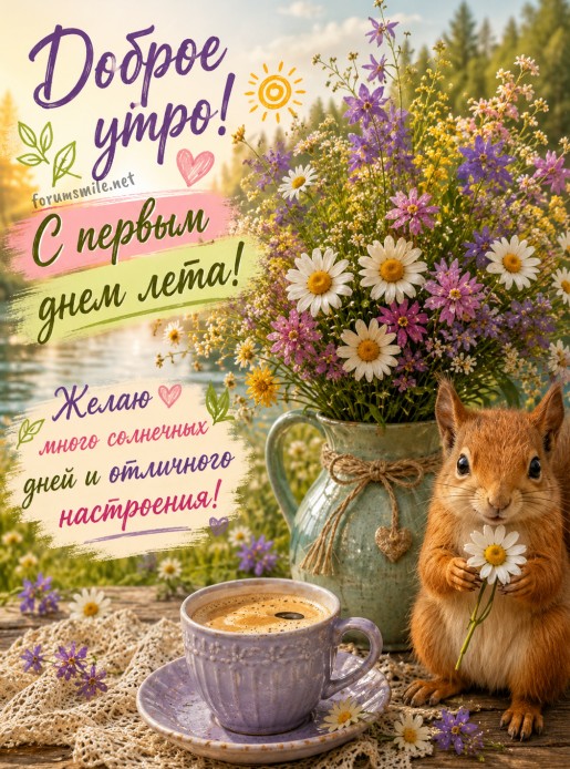 Открытка с первым днем лета