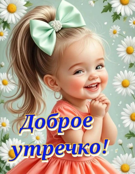 Открытка Доброе утречко с милой девочкой и ромашками
