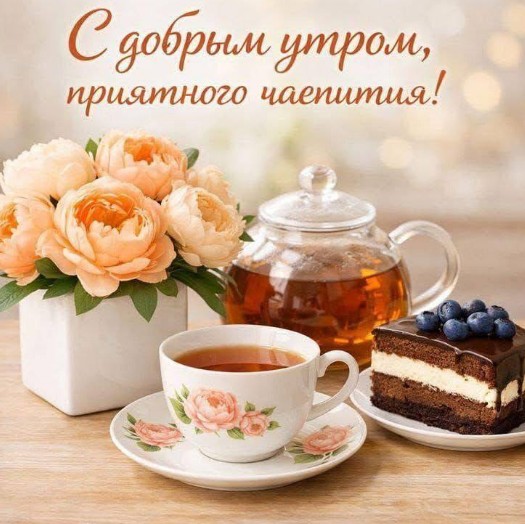 Открытка с добрым утром и чаепитием