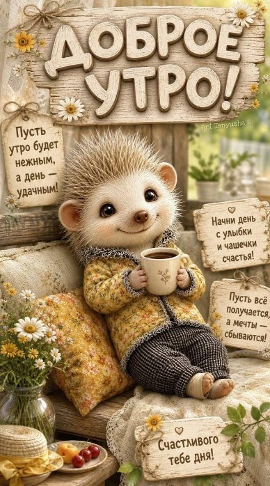Милая открытка Доброе утро с пожеланиями