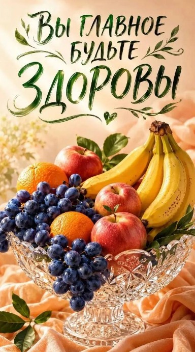 Открытка с пожеланием здоровья и фруктами