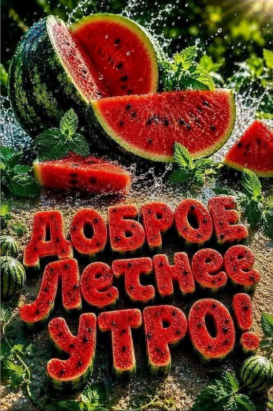 Открытка Доброе летнее утро с арбузом 