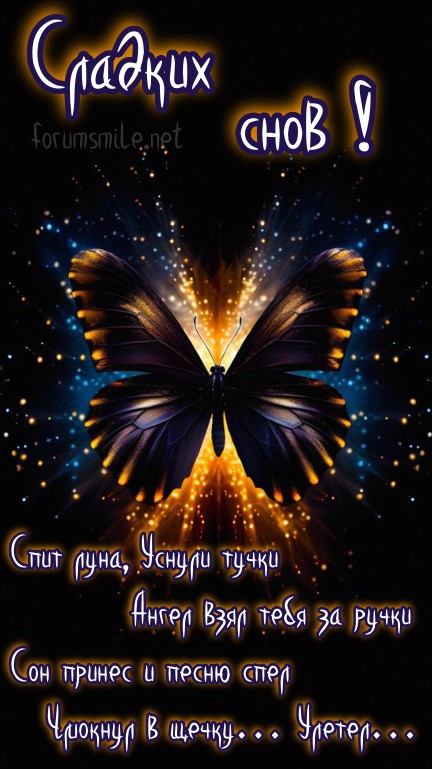 Спит луна, уснули тучки, Ангел взял тебя за ручки... Сладких снов!