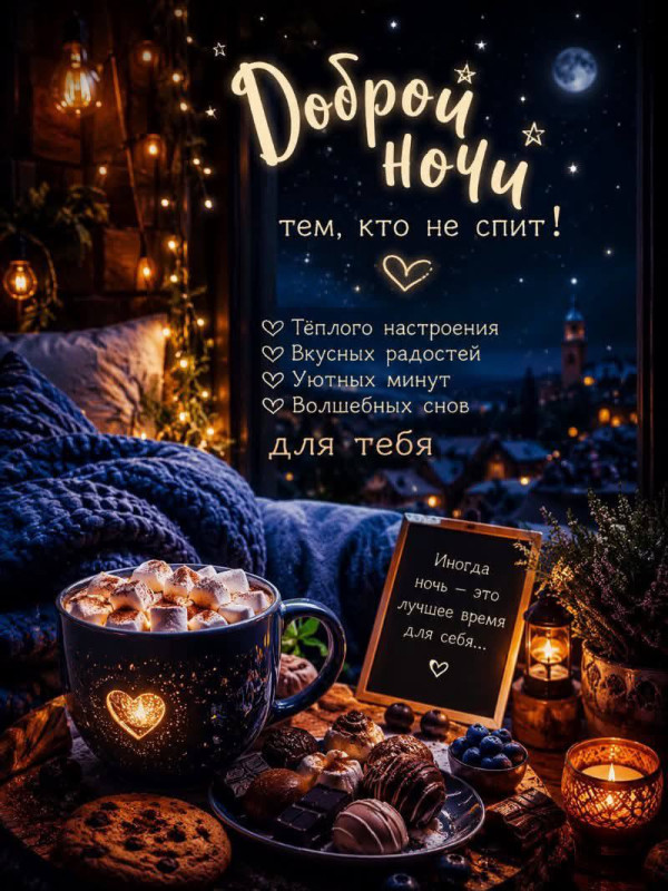 Доброй ночи с пожеланиями и уютом