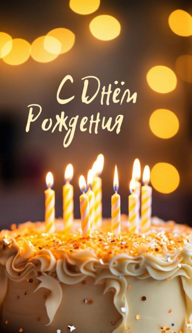 Картинка на деньб рождения с тортиком, свечками и хорошим настроением