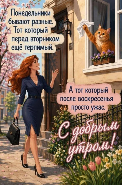Открытка про понедельник и пожелание доброго утра