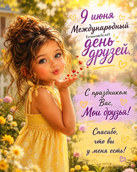 Открытка на Международный день друзей 9 июня 