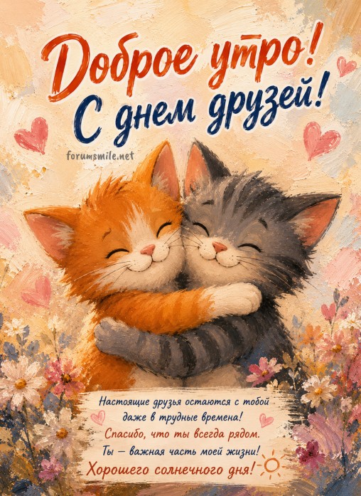 Открытка Доброе утро и С днем друзей 