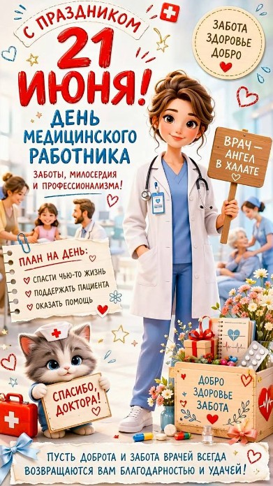 Открытка на День медицинского работника 21 июня