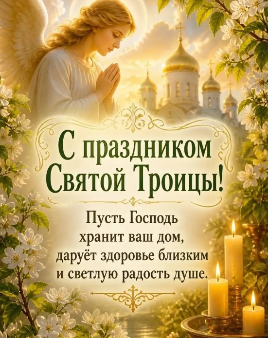 Красивая открытка с праздником Святой Троицы 