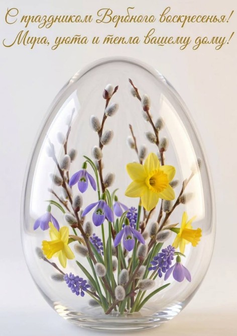 Красивая открытка с Вербным воскресеньем — поздравление
