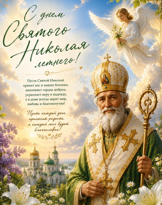 Открытка с днем Святого Николая летнего: поздравление