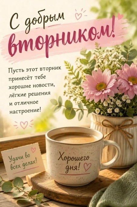 Уютная открытка С добрым вторником 