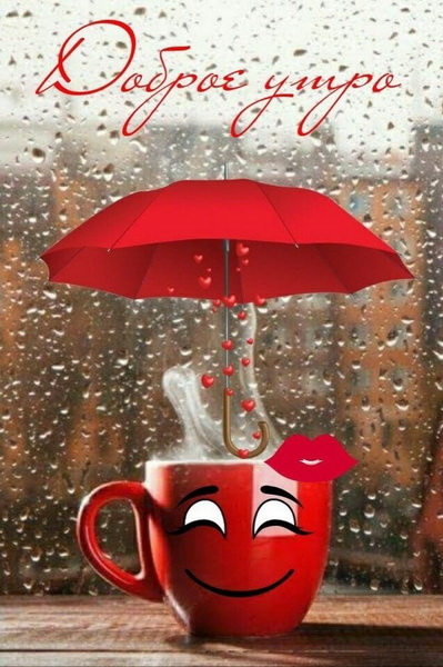 Красивая открытка с добрым дождливым утром 
